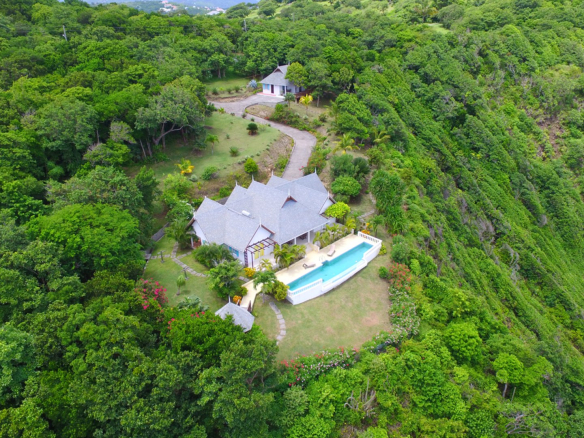 st lucia real estate - rudder rock villa for sale aerial view