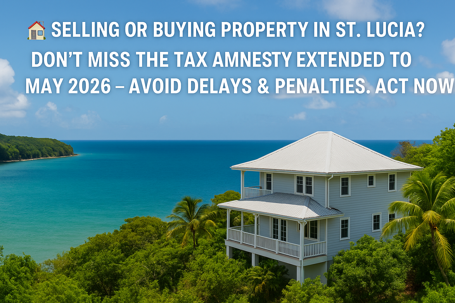 Selling or Buying Property in St. Lucia? Don’t Miss the Tax Amnesty Extended to May 2026 – Avoid Delays & Penalties. Act Now!